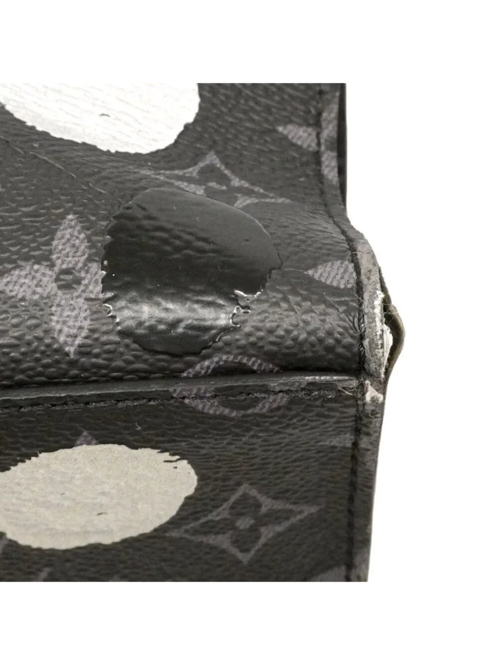 Louis Vuitton Tote Monogram Eclipse Sac Plat Black 2-Way Yayoi Kusama Collaborat